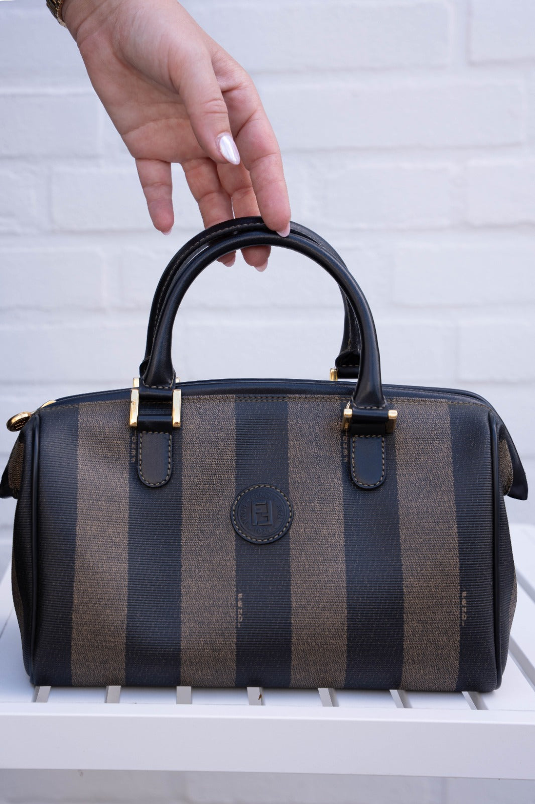Fendi Pequin Boston Bag Mini