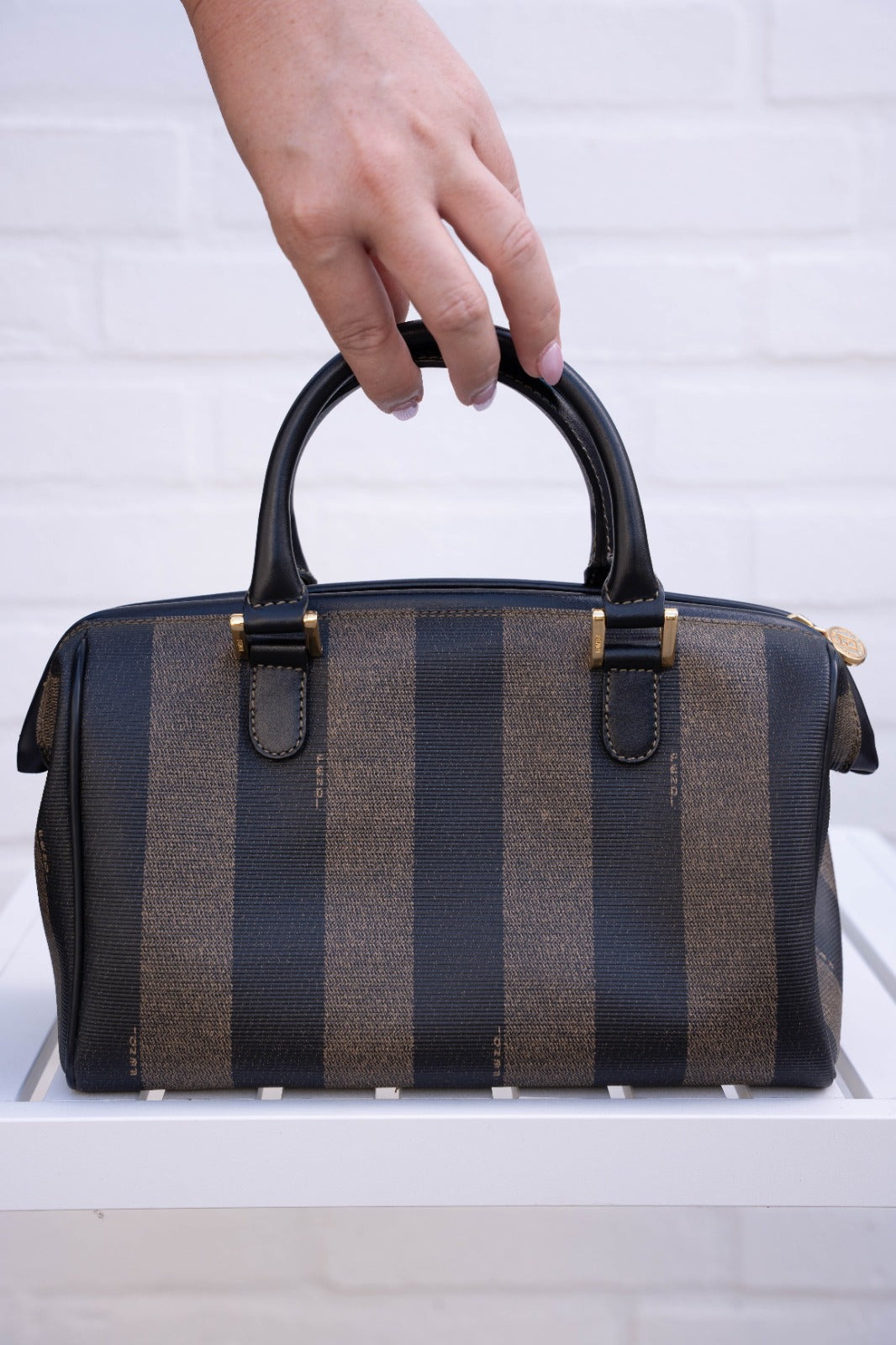 Fendi Pequin Boston Bag Mini