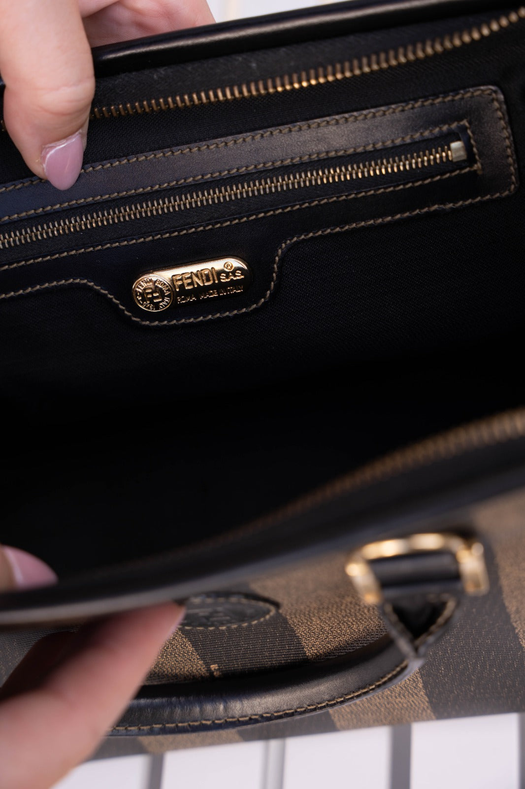 Fendi Pequin Boston Bag Mini