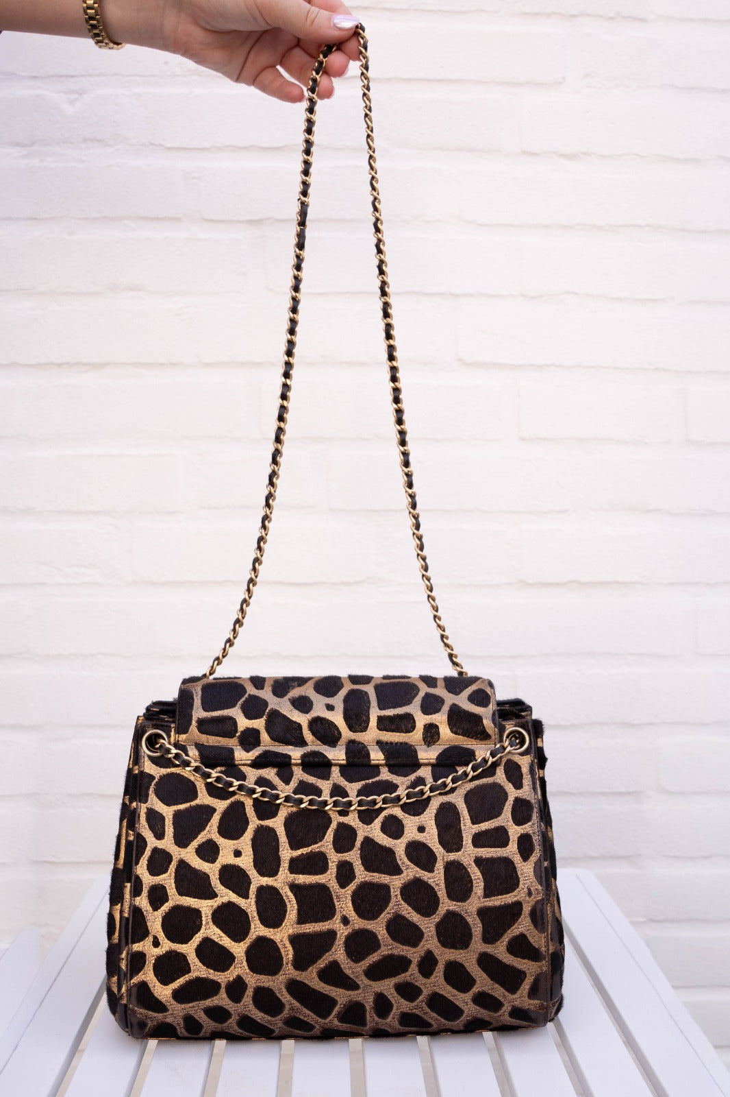 Chanel Limited Edition Klappentasche aus Kalbshaar mit Giraffendruck