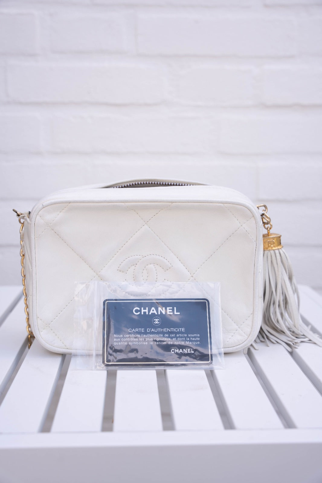 Chanel Camera Bag- White Quilted Leather