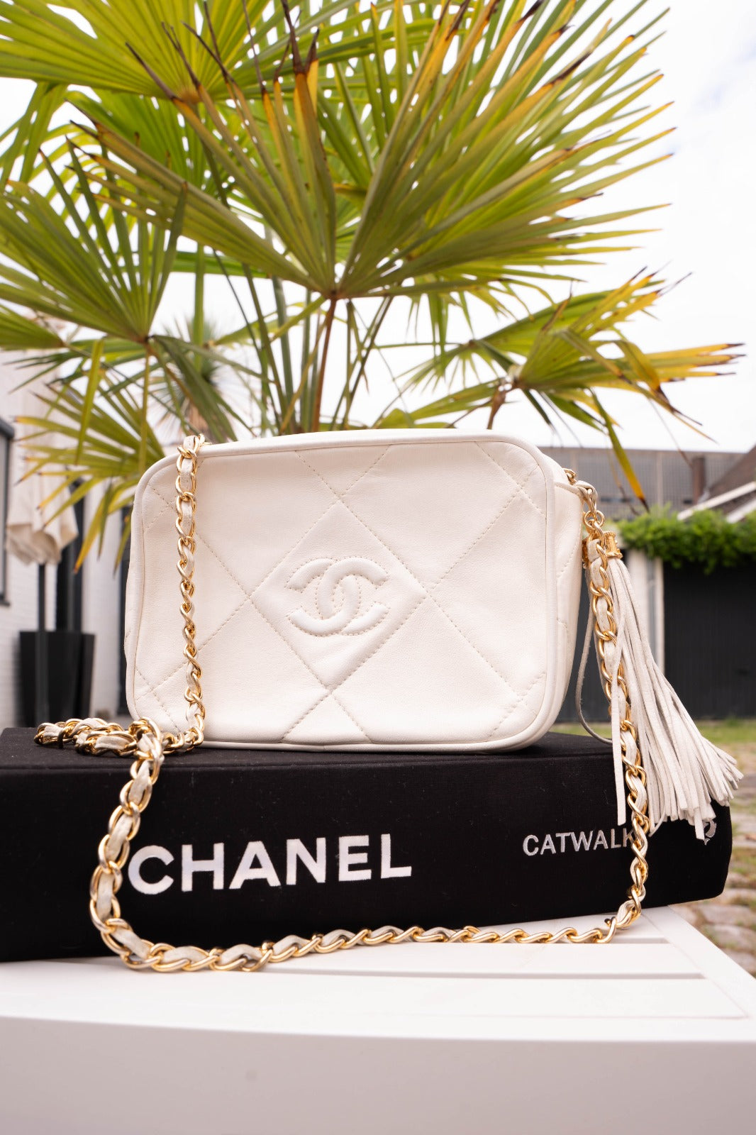 Chanel Camera Bag- White Quilted Leather