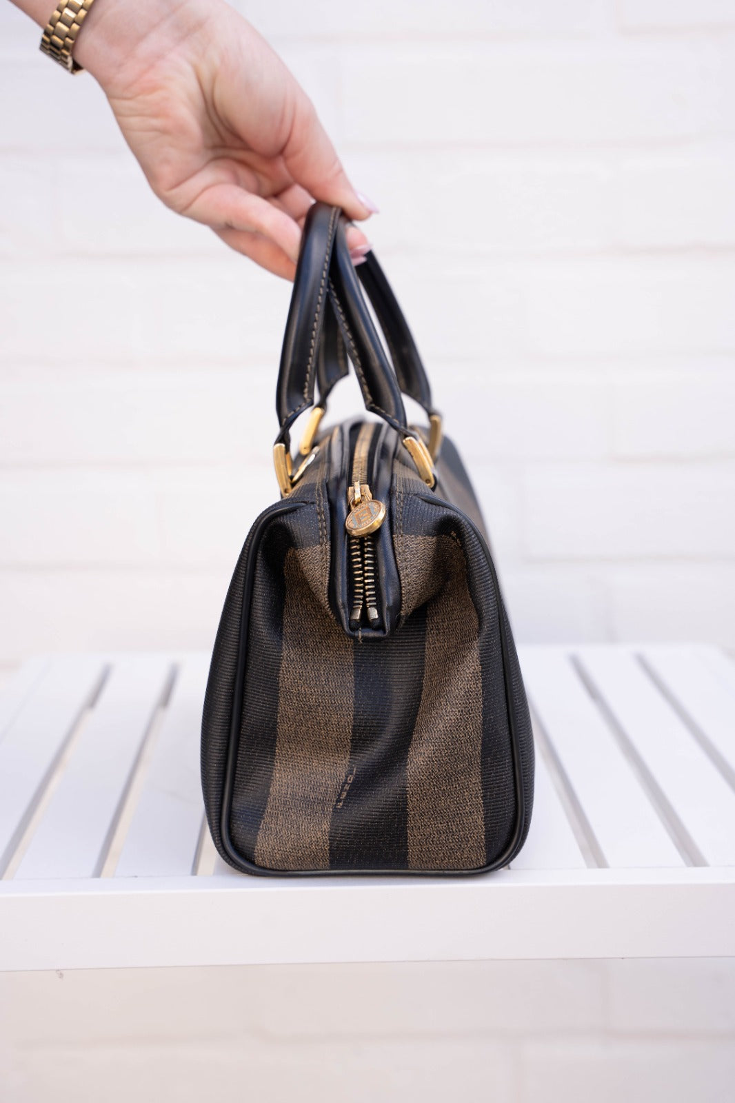 Fendi Pequin Boston Bag Mini