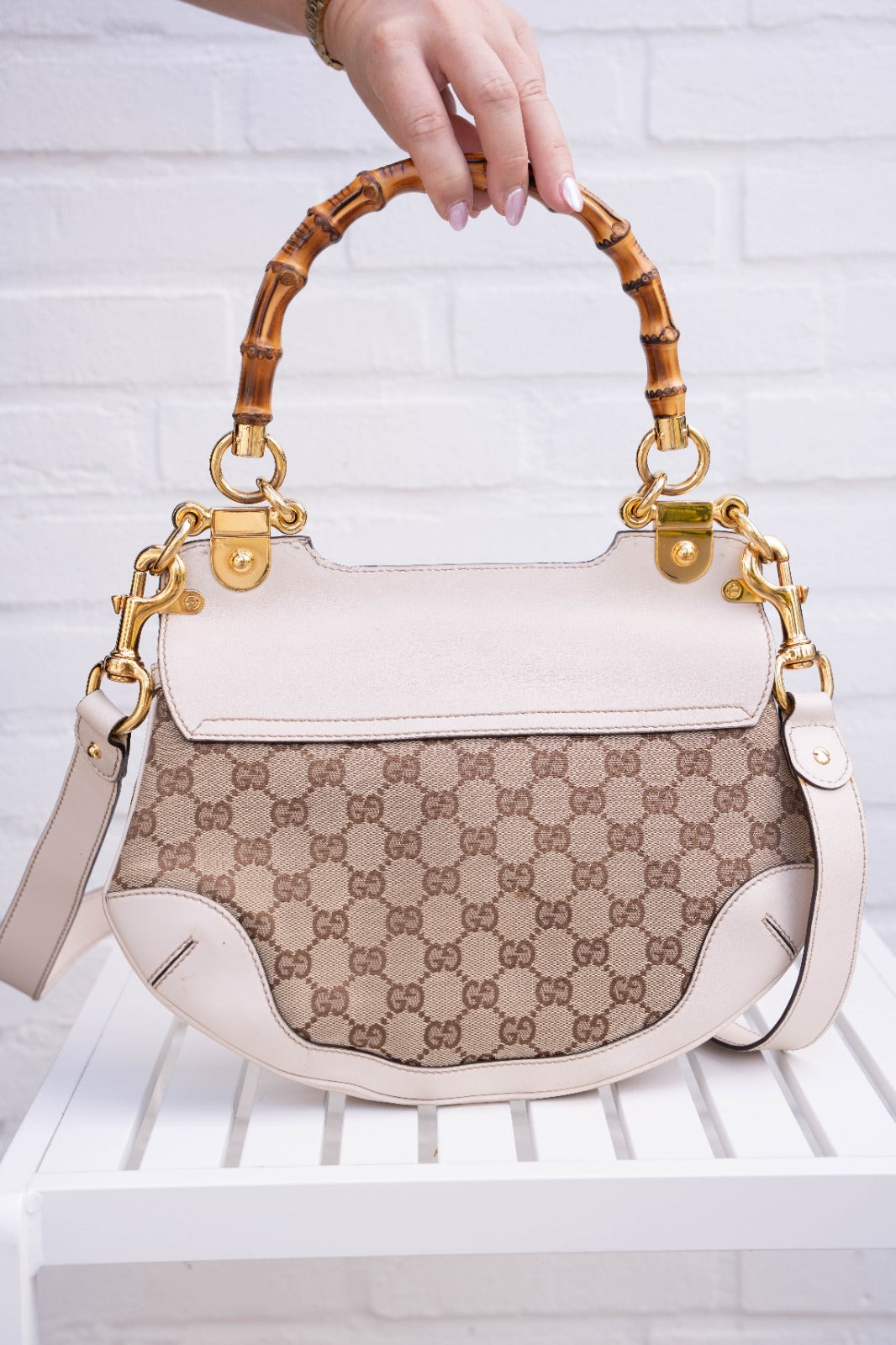 Gucci GG Canvas Bamboo Handle Bag
