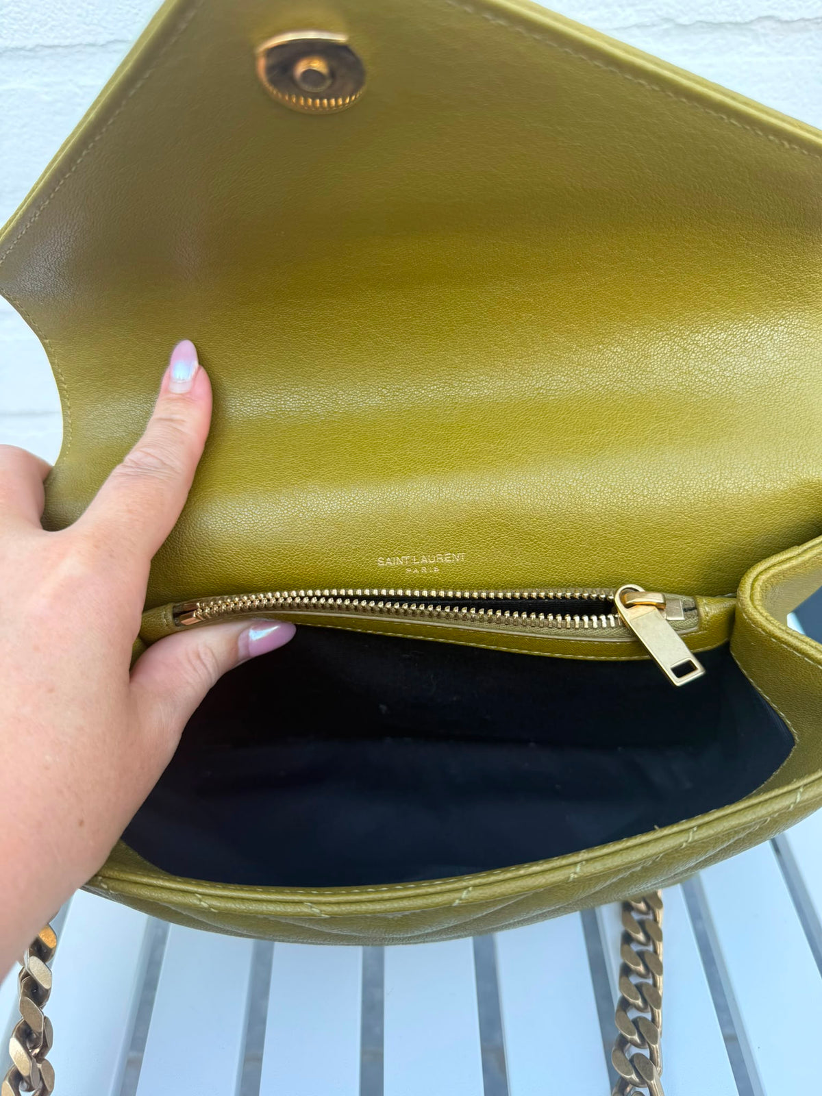 Saint Laurent College Bag Khaki Green