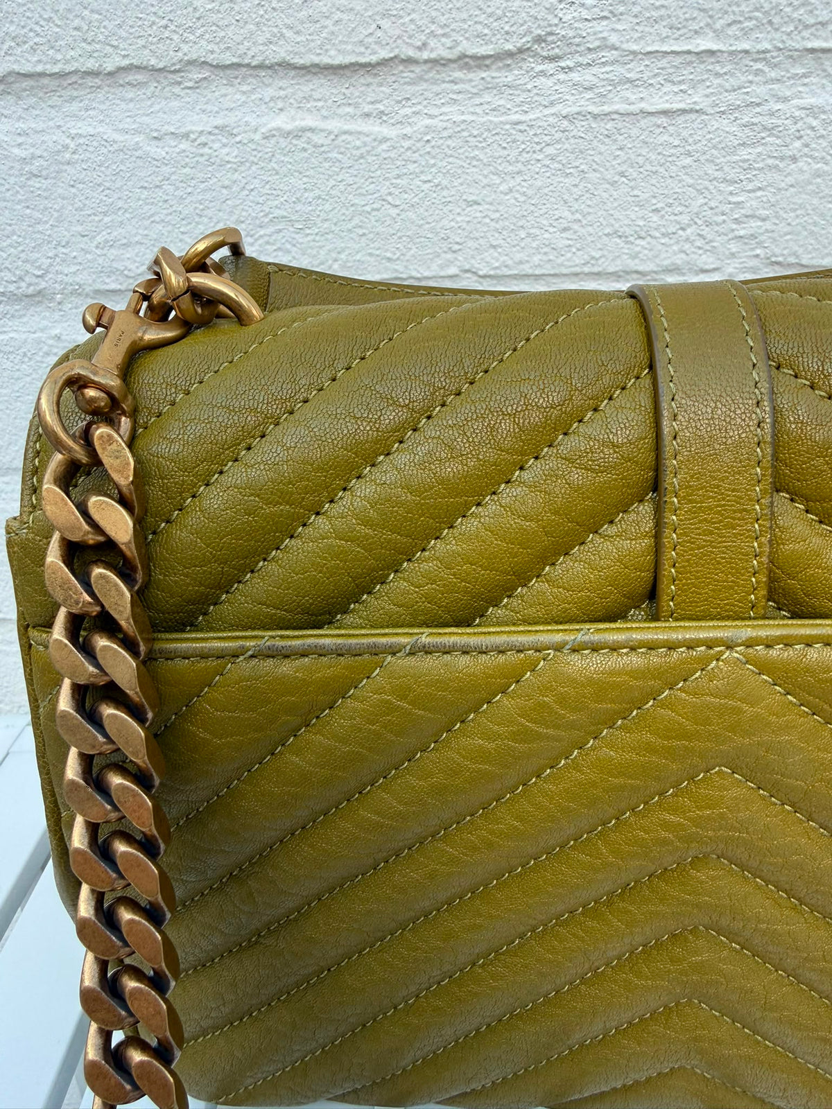 Saint Laurent College Bag Khaki Green